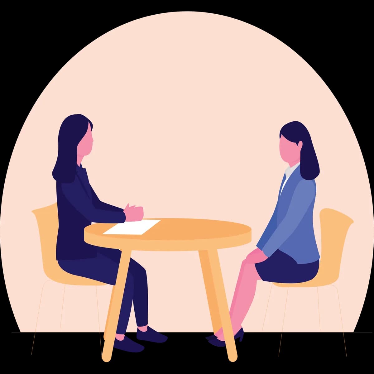 Illustration of a candidate at an interview